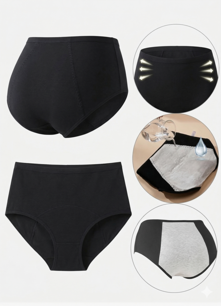 Critic Man  Black Single Super Absorbent Leakproof Women's Menstrual Panties